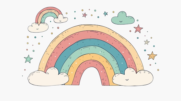 Colorful Rainbow Doodle Flat Vector Icon