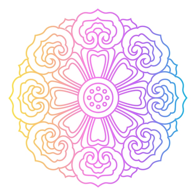 Colorful rainbow ethnic mandala on white background