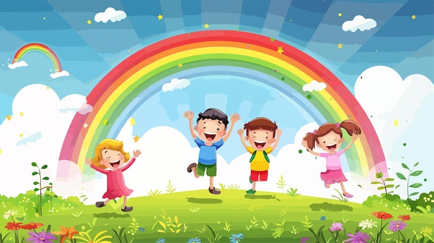 Colorful Rainbow Kids Vector Illustration