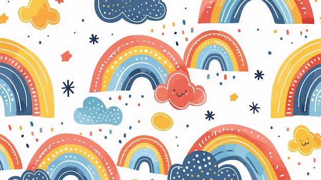 Colorful Rainbow Seamless Pattern on White Background