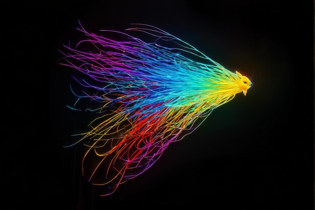 Vector colorful rainbow toy with color threads isolated on black background colorful rainbow toy with