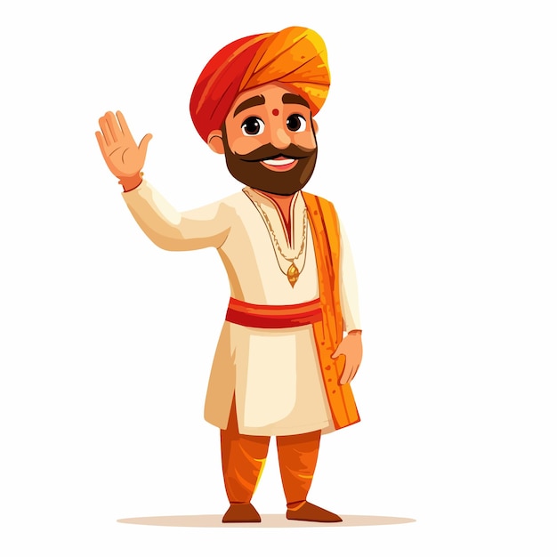 Vector colorful rajasthani man vector cartoon illustration