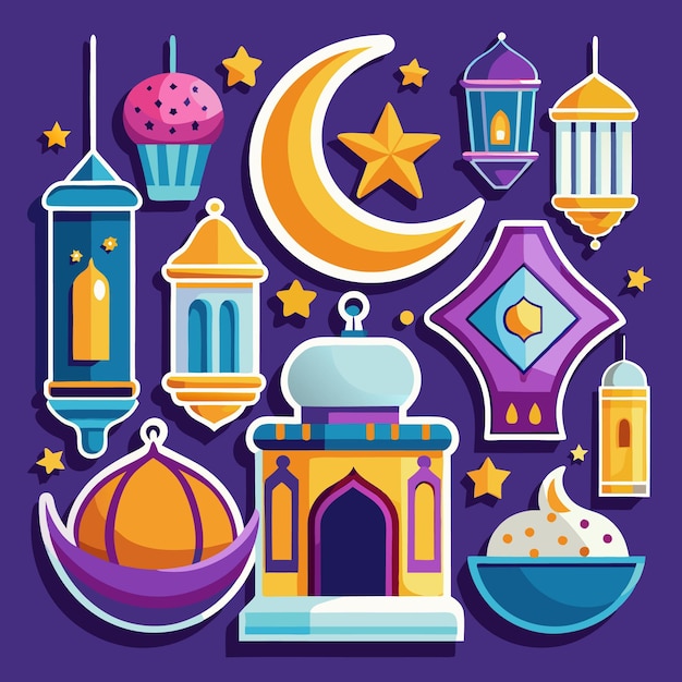 Vector colorful ramadan stickers