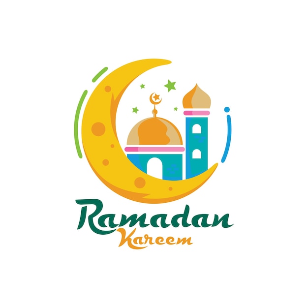 Colorful ramadan with cartoon style design vector