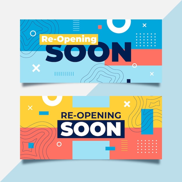 Colorful re-opening soon banner