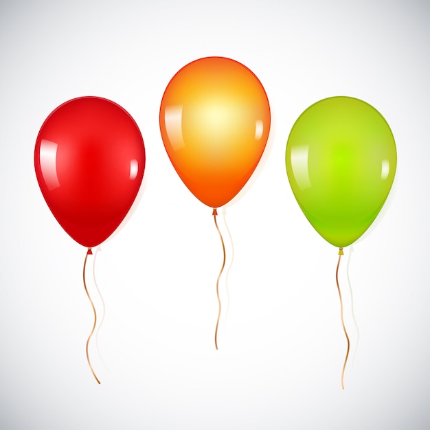 Colorful realistic helium balloons isolated