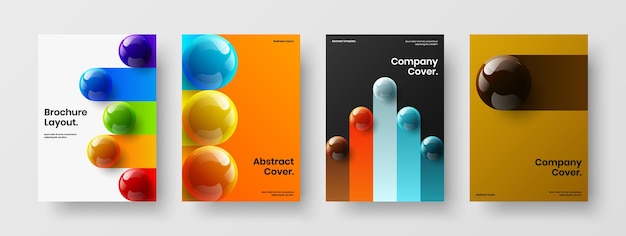 Colorful realistic spheres catalog cover illustration collection