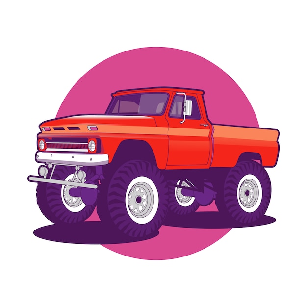 Colorful  Red Monster Truck Car Background