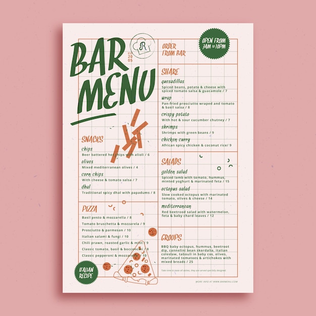 Vector colorful restaurant menu template