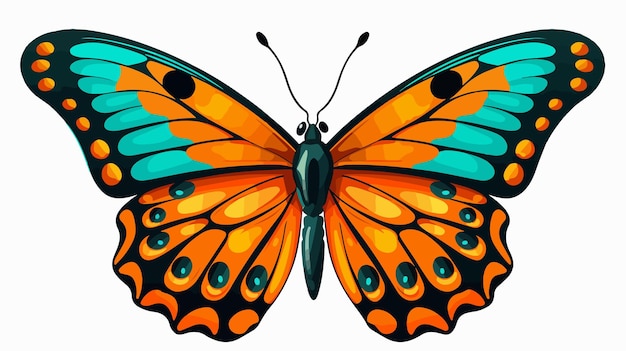 Vector colorful retro cartoon butterfly illustration