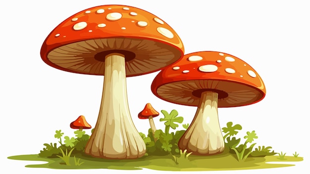 Colorful Retro Cartoon Mushroom Illustration