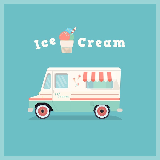 Colorful retro ice cream van.