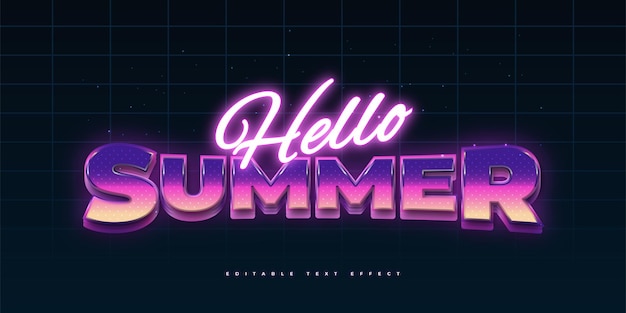 Colorful Retro and Neon Text Style Effect Hello Summer Text Style