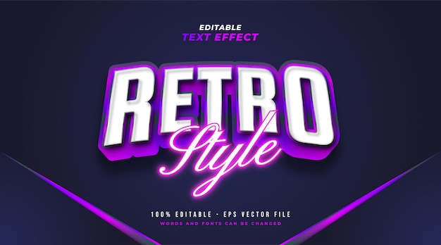 Colorful Retro Text Style and Glowing Neon Effect. Editable Text Style Effect