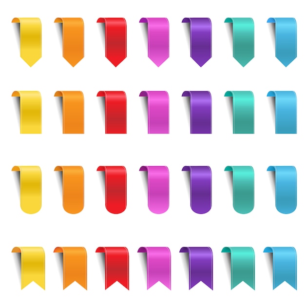 Colorful Ribbon Collection Isolated White Background With Gradient Mesh, Illustration