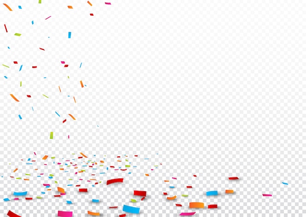 Colorful ribbon and confetti, isolated on transparent