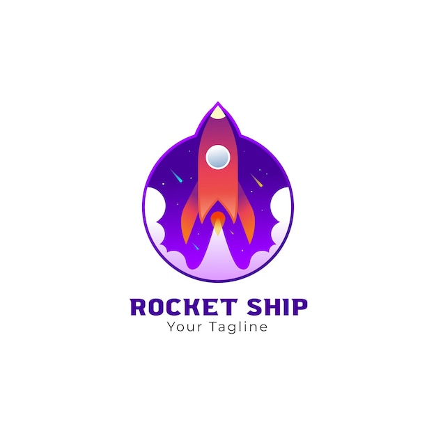 Colorful rocket ship launch logo design