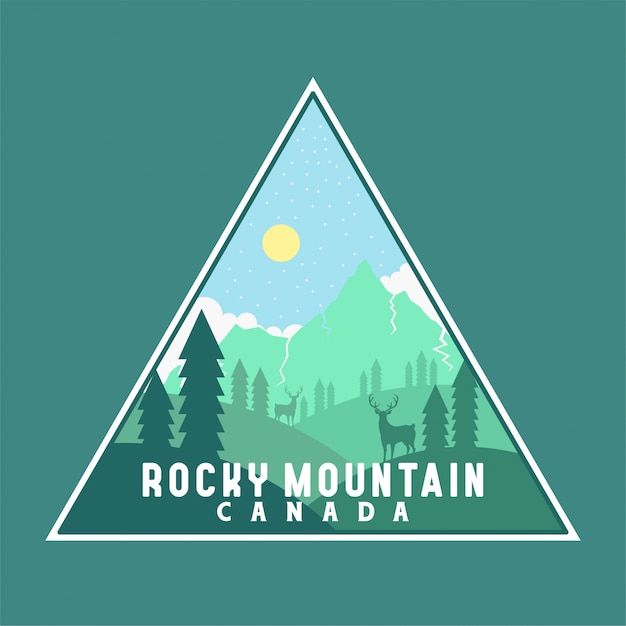 Colorful Rocky Mountain Badge Design