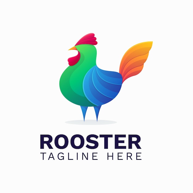 Colorful rooster gradient logo template