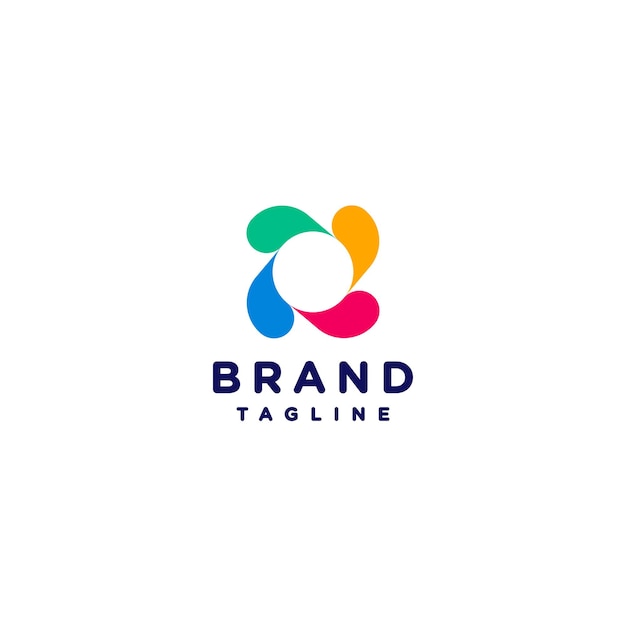 Colorful rotating propeller logo design with a white circle in the center