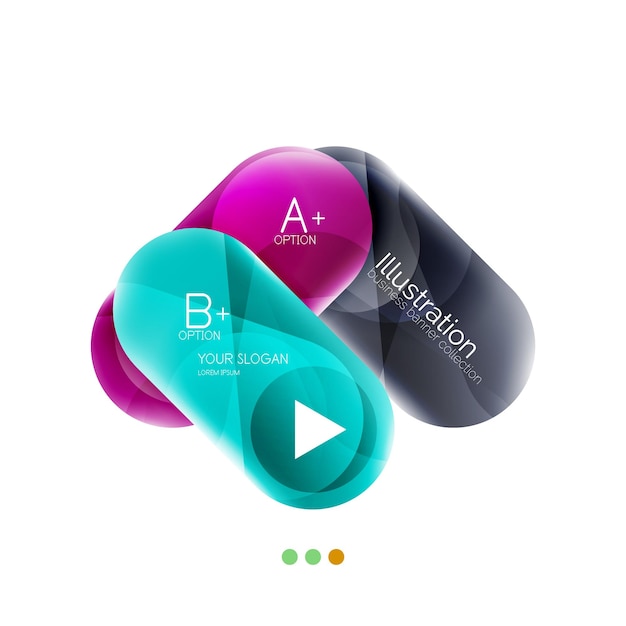 Colorful round rectangles concept business infographics