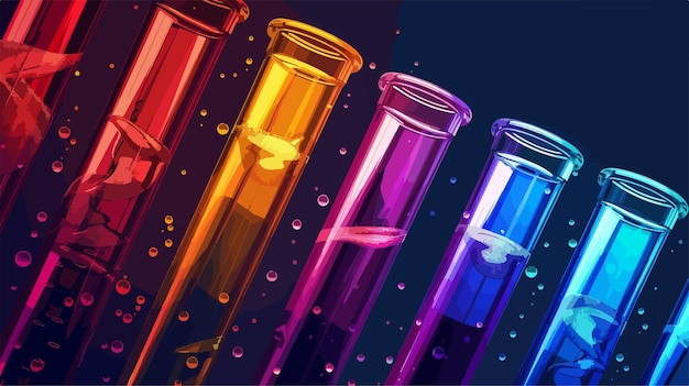 Vector colorful samples in laboratory test tubes close up