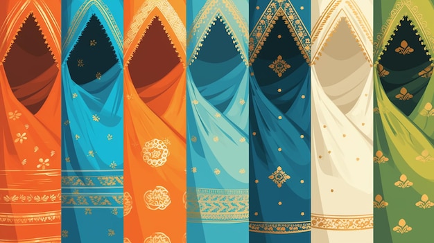 Colorful Sari Fabrics Showcase Traditional Motifs Collection