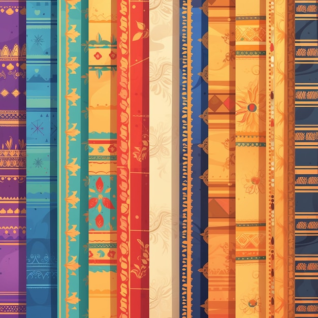 Colorful Sari Fabrics Showcase Traditional Motifs