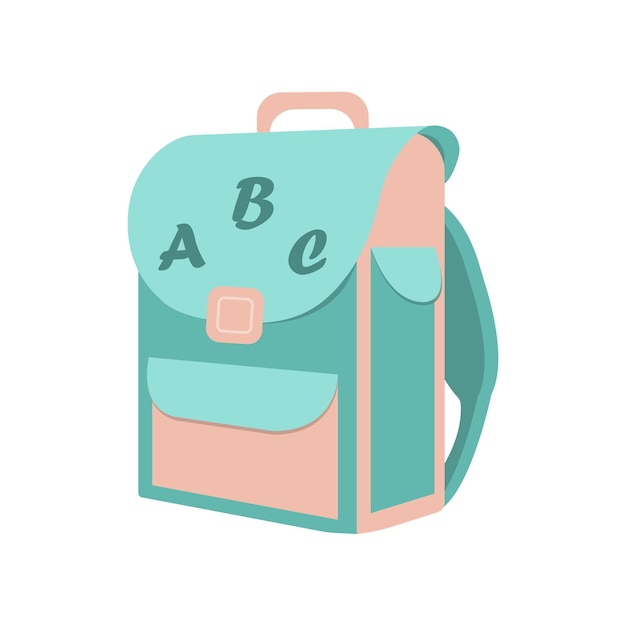 Colorful school backpack.Cartoon design.Flat vector illustration,isolated on white background.