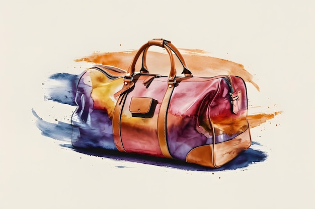 Colorful school backpack watercolor on white background