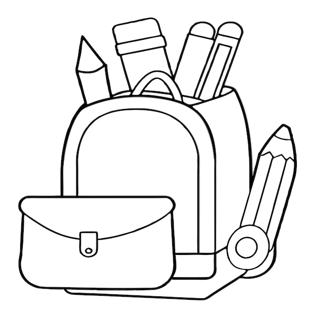 Vector colorful school bags a fun coloring page for kids to explore their creativity