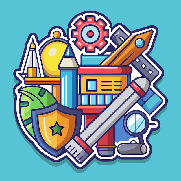 Colorful School Supplies Icons