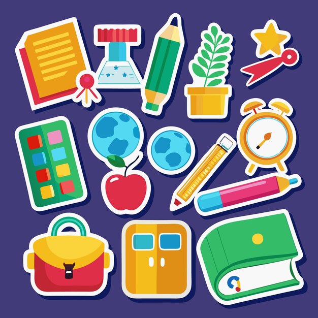 Colorful School Supplies Stickers