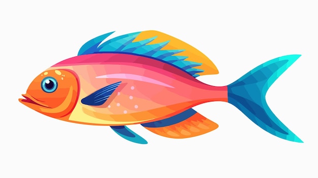 Colorful Sea Fish Icon on White Background for Adobe Stock Photos