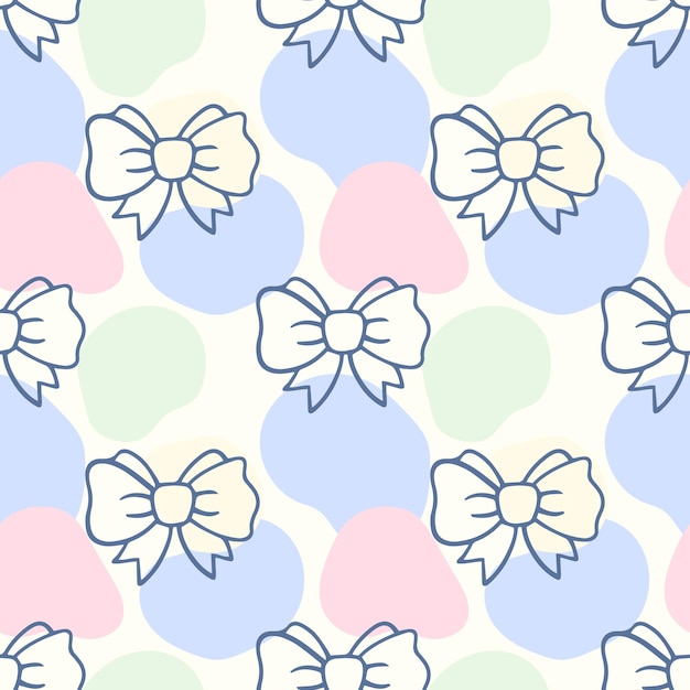 Colorful seamless vector pattern with bows hand drawn