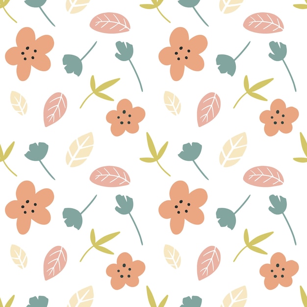 Colorful seamless vector pattern with various leaf on the background