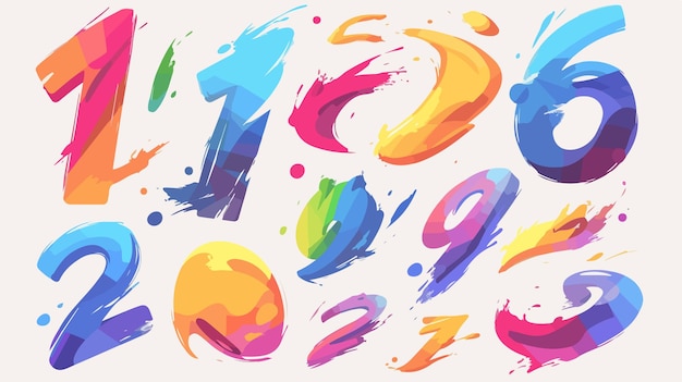 a colorful series of colorful numbers and the number 1 is shown