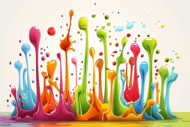 a colorful series of paint with different colors on it