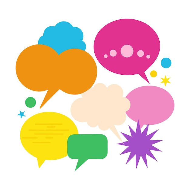 A colorful series of speech bubbles with the word bubble on the bottom