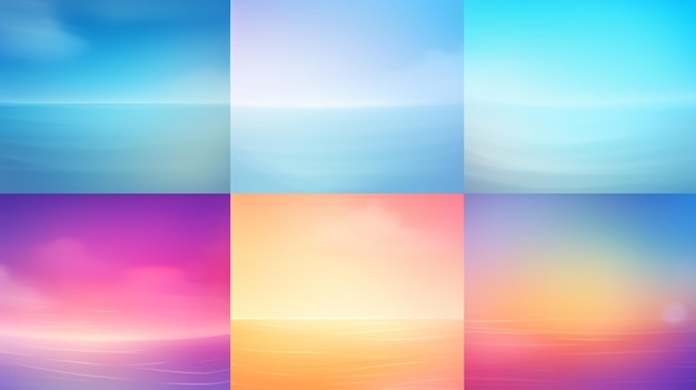 a colorful series of squares with the sunset in the background