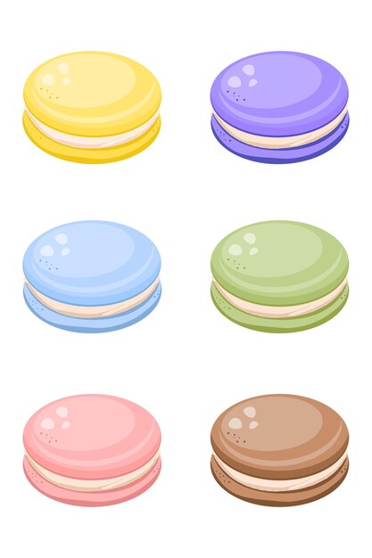 Vector colorful set cake macaronsmacarons setvector illustration