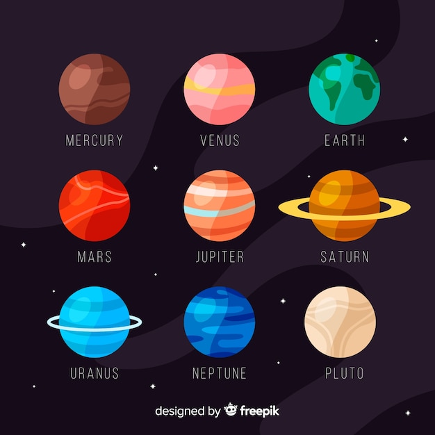 Colorful set of flat planets