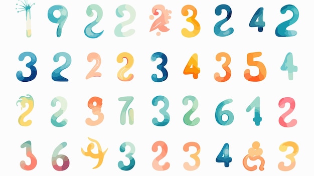 Vector a colorful set of numbers with a number on them