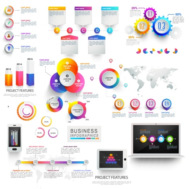 Vector colorful set of useful elements for infographics