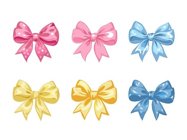 A colorful set of vector decorative unique bows art design