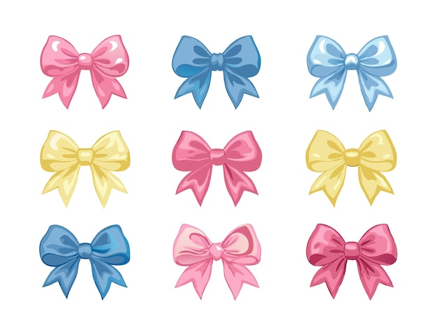 A colorful set of vector decorative unique bows art design