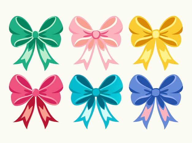 A colorful set of vector decorative unique bows art design