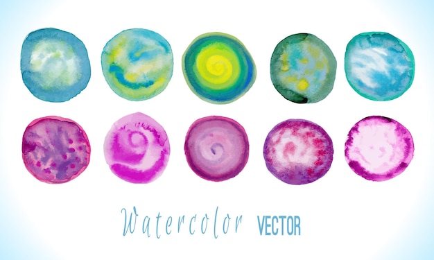 Colorful set vector isolated watercolor paint circles