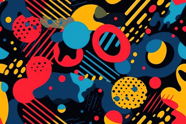 colorful shapes on a black background in the style of minimalist brush work stripes and shapes