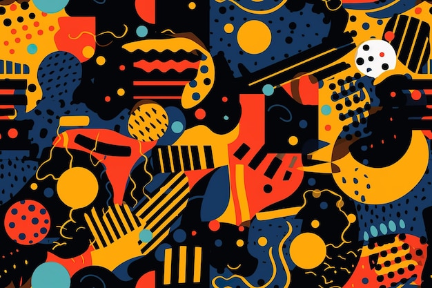 colorful shapes on a black background in the style of minimalist brush work stripes and shapes